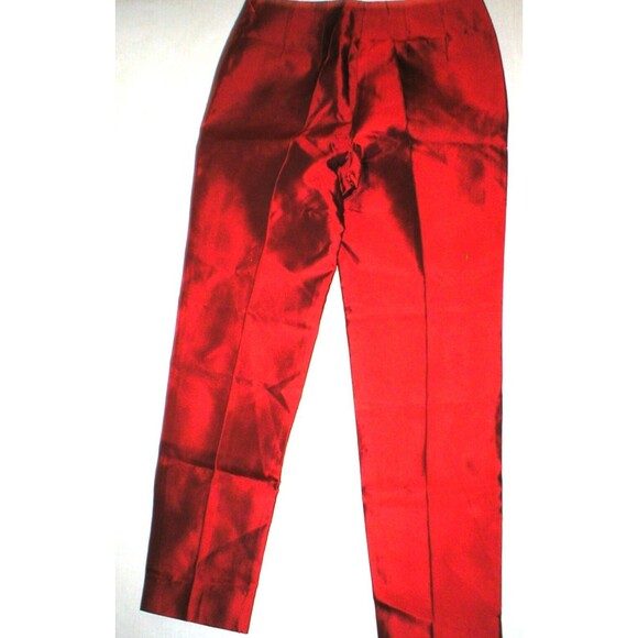 New NWT 8 Designer Womens Italy Dolce & Gabbana Red Silk Pants Trouser 44 Dark - Picture 4 of 5